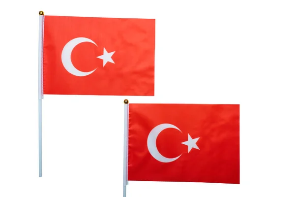 Türk Ulusal Bayrağı Beyaz Arkaplanda Izole Edildi — Stok fotoğraf