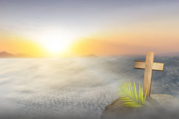 Christian Cross Sunset Sky Background — 스톡 사진