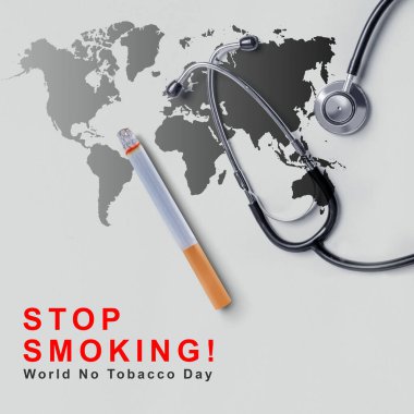 Sigara ve steteskop. Dünya Tütünsüz Günü Konsepti