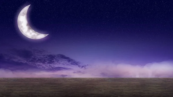 Luna Creciente Noche — Foto de Stock
