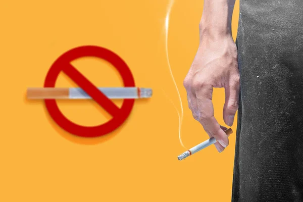 Detailní Pohled Muže Který Kouří Cigaretu World Tobacco Day Concept — Stock fotografie