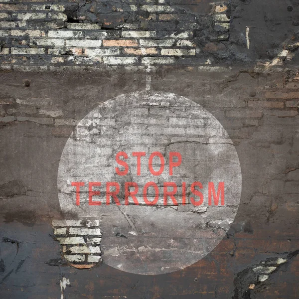 Цегляна Стіна Знаком Припинення Тероризму — стокове фото