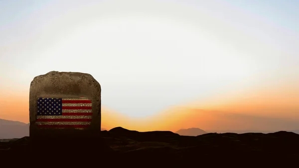 Гробниця Американським Прапором Цвинтарі Концепція Дня Спомину — стокове фото