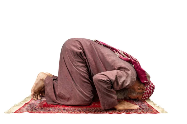 Мусульманский Человек Бородой Носить Keffiyeh Agal Молитвенном Положении Молитва Молитвенном — стоковое фото