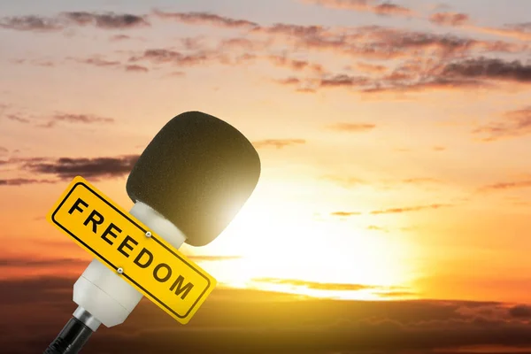 自由のテキストとマイク 世界報道の自由の日のコンセプト — ストック写真