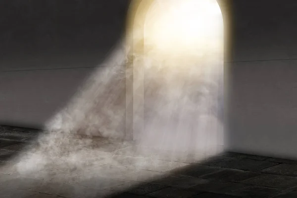 Mecset Ajtó Egy Fényes Fény Háttér — Stock Fotó