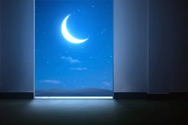 Mecset Ajtó Éjszakai Jelenet Háttér — Stock Fotó