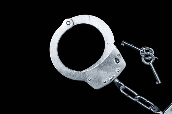 Handcuffs Black Background — Stock Photo, Image