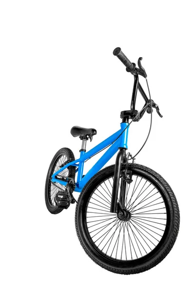 Bicicletta Bmx Blu Isolata Sfondo Bianco — Foto Stock