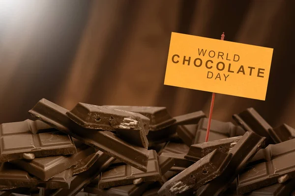 Des Morceaux Chocolat Concept Journée Mondiale Chocolat — Photo