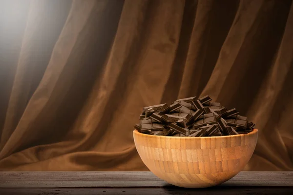 Chokladbitar Skålen Världskoncept För Chokladdagen — Stockfoto