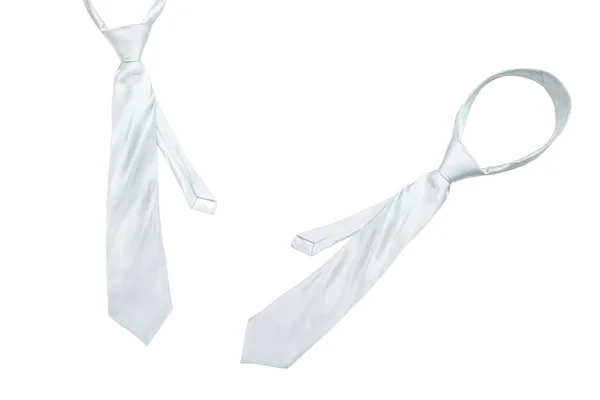 Cravate Argent Isolé Sur Fond Blanc — Photo