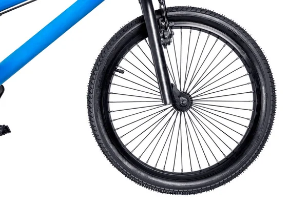 Blu Bmx Bicicletta Pneumatico Isolato Sfondo Bianco — Foto Stock