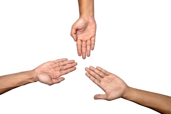Playing Rock Paper Scissors Isolated White Background — Stock Photo, Image