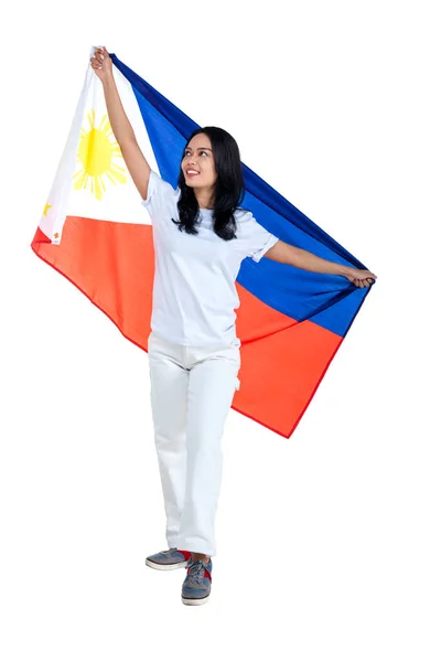 Mujeres Asiáticas Celebran Día Independencia Filipinas Junio Con Bandera Filipinas —  Fotos de Stock