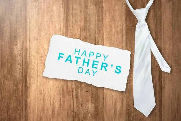 Silver Tie Wooden Background Fathers Day Concept — Stock Photo, Image