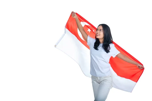 Asiatische Frauen Feiern Den Unabhängigkeitstag Singapurs August Indem Sie Die — Stockfoto