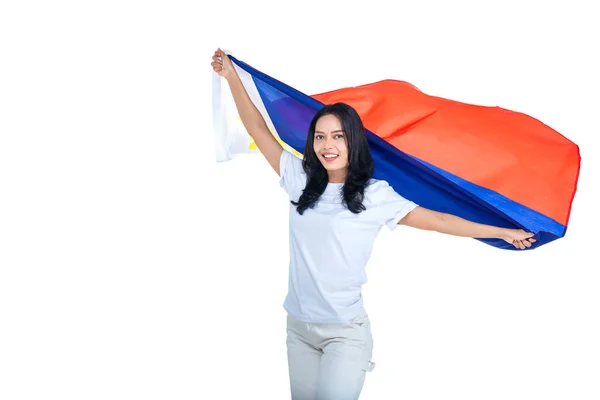 Ασιάτισσες Γιορτάζουν Την Ημέρα Ανεξαρτησίας Των Φιλιππίνων Στις Ιουνίου Κρατώντας — Φωτογραφία Αρχείου