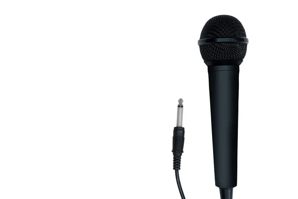 Schwarzes Mikrofon Isoliert Über Weißem Hintergrund — Stockfoto