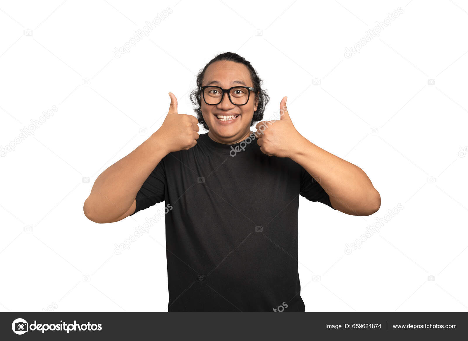 一个亚洲男人的肖像他的大拇指表情与白色背景隔离模因脸概念——图库图片© leolintang #659624874, image size:1600x1167