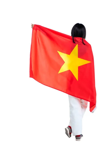 Азійські Жінки Святкують День Незалежності Єтнаму Вересня Тримаючи Прапор Єтнаму — стокове фото
