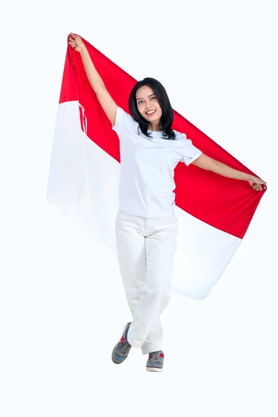 Endonezyalı Kadınlar Endonezya Nın Bağımsızlık Gününü Ağustos Beyaz Arka Plan — Stok fotoğraf