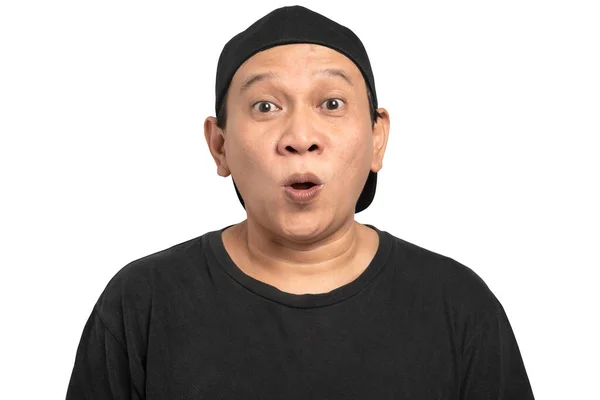 Portrait Homme Asiatique Avec Une Expression Faciale Excitée Isolée Sur — Photo