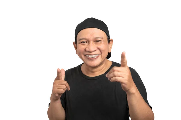 Retrato Homem Asiático Com Uma Expressão Facial Feliz Isolado Sobre — Fotografia de Stock