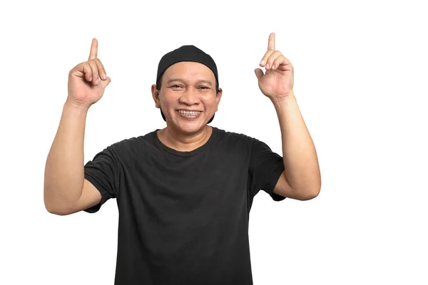 Porträtt Asiatisk Man Med Ett Lyckligt Ansiktsuttryck Isolerad Över Vit — Stockfoto