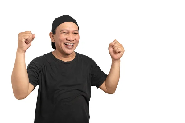 Portret Azjaty Podnieconym Wyrazem Twarzy Białym Tle Koncepcja Meme Face — Zdjęcie stockowe