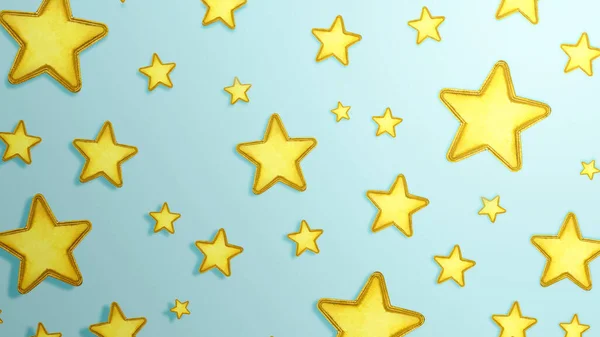 Gelbe Sterne Für Eine Party Auf Farbigem Hintergrund Happy Birthday — Stockfoto