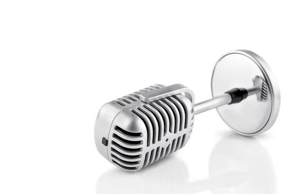 Microfone Isolado Fundo Branco Conceito Dia Mundial Música — Fotografia de Stock