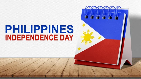 Kalendář Barvou Filipínské Vlajky Filipínský Koncept Dne Nezávislosti — Stock fotografie