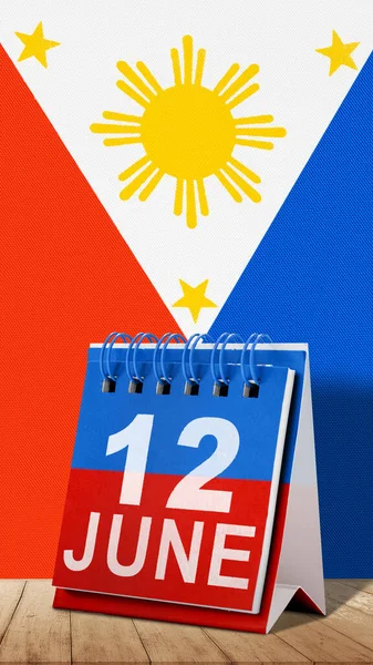 Filipin Bayrağı Renginde Takvim Filipinler Bağımsızlık Günü Konsepti — Stok fotoğraf