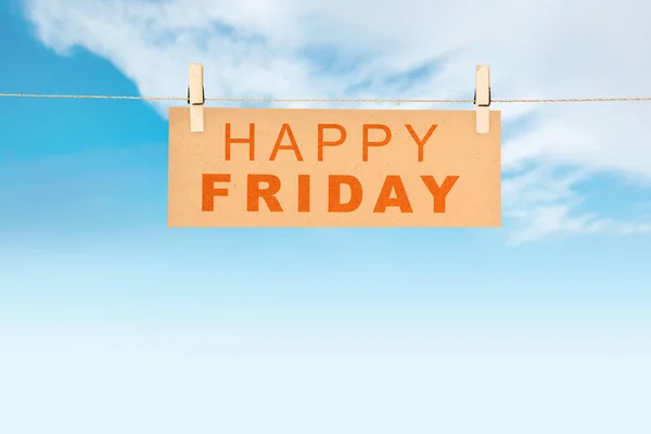 Papier Accroché Corde Avec Texte Happy Friday Happy Friday Concept — Photo