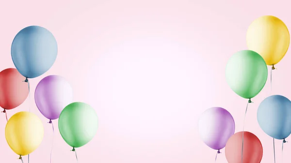 Colored Birthday Balloons Bright Background Happy Birthday Card — Stock Photo, Image