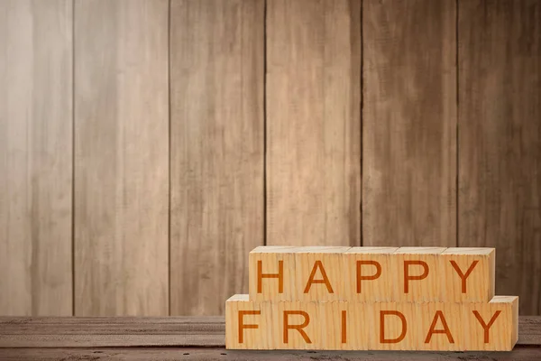 Cube Bois Avec Texte Happy Friday Happy Friday Concept — Photo