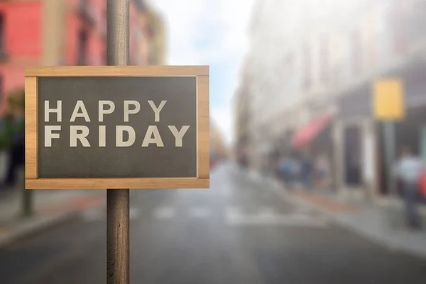 Tableau Noir Sur Poteau Avec Texte Happy Friday Happy Friday — Photo