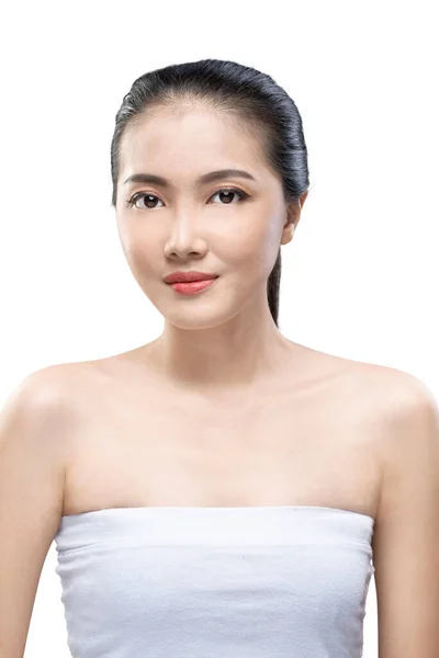 Retrato Mujer Belleza Asiática Aislada Sobre Fondo Blanco —  Fotos de Stock