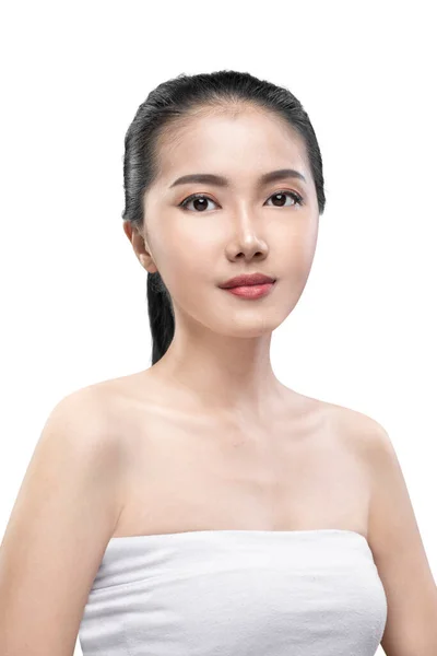 Beyaz Arka Planda Izole Edilmiş Asyalı Güzel Kadın Portresi — Stok fotoğraf