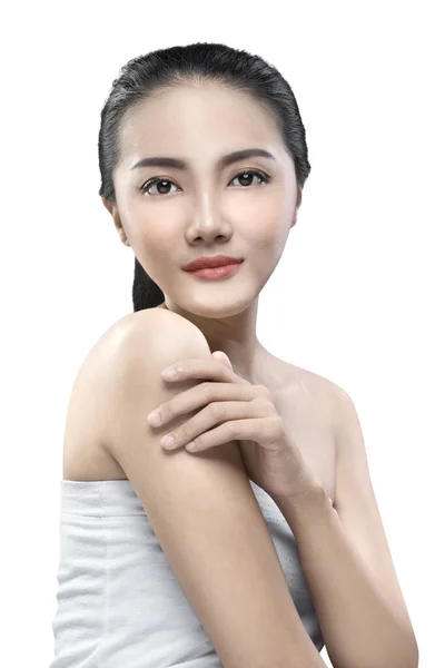 Portrait Beauté Asiatique Femme Isolée Sur Fond Blanc — Photo
