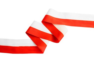 Ribbon with the red and white color of the Indonesian flag isolated over white background