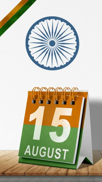 Calendario Color Bandera India India Concepto Día Independencia — Foto de Stock