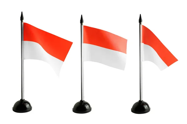 Bandeira Nacional Indonésia Está Isolada Sobre Fundo Branco — Fotografia de Stock