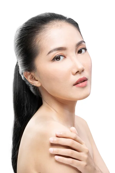 Portrait Beauté Asiatique Femme Isolée Sur Fond Blanc — Photo