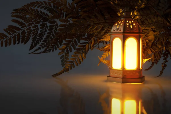 Arabische Lampe Mit Hellem Licht Mit Dunklem Hintergrund — Stockfoto