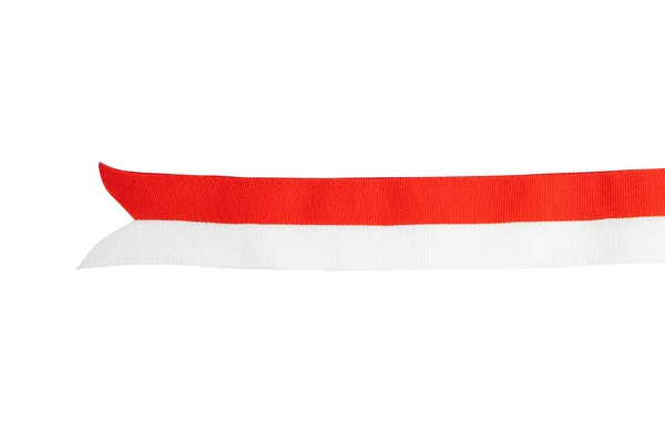 Ribbon Red White Color Indonesian Flag Isolated White Background — Stock Photo, Image