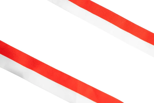 Wstążka Czerwono Białym Kolorem Indonezyjskiej Flagi Białym Tle — Zdjęcie stockowe