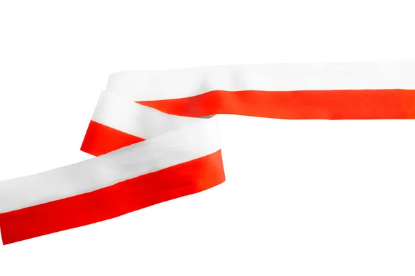 Ribbon Red White Color Indonesian Flag Isolated White Background — Zdjęcie stockowe