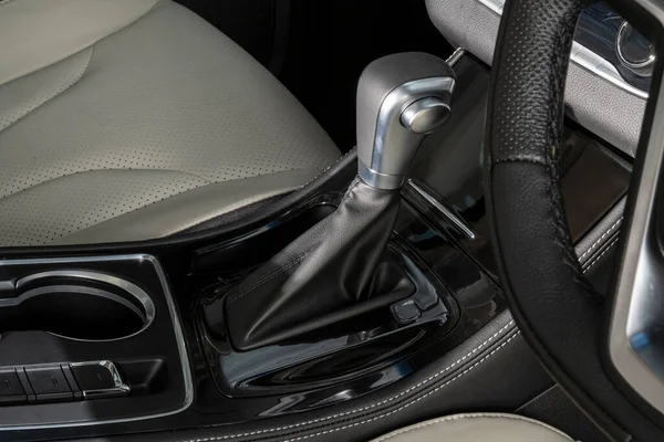 Steering Wheel Shift Lever Dashboard Modern Car Interior — Stock Photo, Image